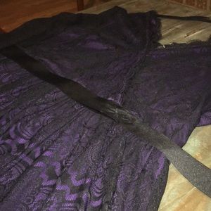 Lace dress with purple underlay